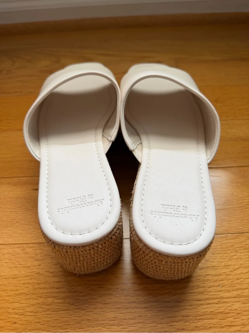 Leather Cream Platform Espadrille Slide Sandals